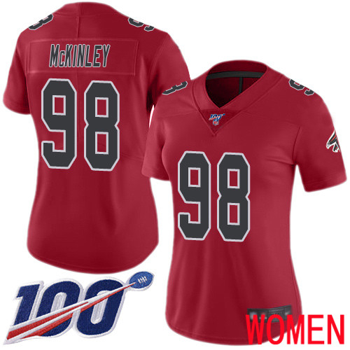 Atlanta Falcons Limited Red Women Takkarist McKinley Jersey NFL Football #98 100th Season Rush Vapor Untouchable->women nfl jersey->Women Jersey